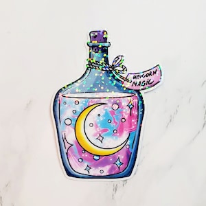 Glitter Magic Potion Bottle Sticker, Magic Sticker, Potion Sticker, Magic Potion Sticker, Pink Sticker, Laptop Sticker, Goth, Witch, Gift