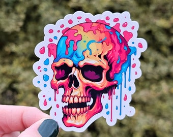 Drip Skull Sticker, Skull Sticker, Water Bottle Stickers, Stickers, Skeleton Sticker, Drippy Skull Sticker, Laptop Sticker, Decals, Skulls