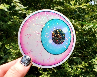 Glitter Giant Eyeball Sticker, Eye Sticker, Eyeball Sticker, Halloween Sticker, Holographic Sticker, Goth Sticker, Glitter Sticker, Stickers