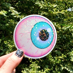 Glitter Giant Eyeball Sticker, Eye Sticker, Eyeball Sticker, Halloween Sticker, Holographic Sticker, Goth Sticker, Glitter Sticker, Stickers