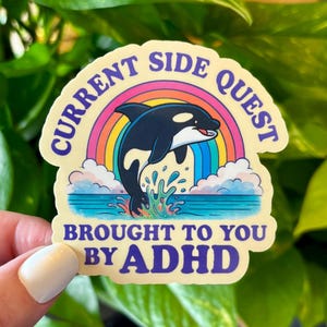Side Quest ADHD Sticker, ADHD Sticker, Mental Health Sticker, Neurodivergent Sticker, Funny Sticker, Water Bottle Sticker, Laptop Sticker