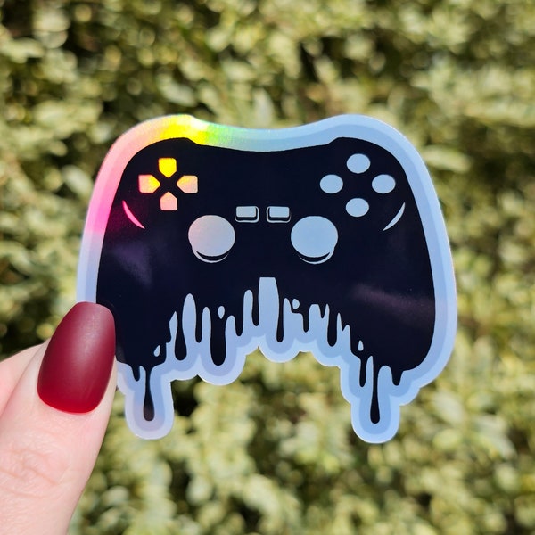 Holographic Gamer Sticker, Game Controller Sticker, Stickers, Video Game Sticker, Video Games, Water Bottle Sticker, Drip Sticker, Laptop