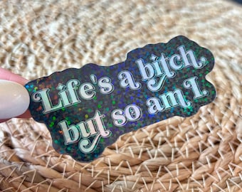 Holographic Glitter Life's a B*tch Sticker, Funny Snarky Sarcastic Decal, Mental Health Stickers, Water Bottle and Laptop Stickers