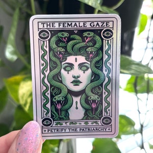 Holographic Female Gaze Sticker, Tarot Sticker, Pro Women Sticker, Medusa Sticker, Pro Choice, Water Bottle Sticker, Laptop, Girl Power