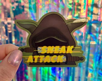 Rogue Sneak Attack Goblin Sticker, TTRPG Decals, Dungeon Stickers, Dungeon Stickers, D20 and Dice, Laptop and Water Bottle Sticker