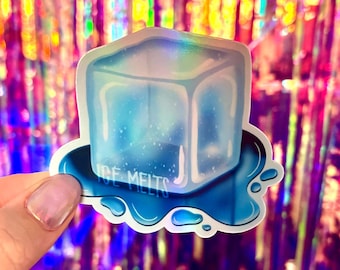 Holographic Ice Melts Sticker, Anti-Ice Sticker, Abolish Ice Sticker, Immigration Stickers, Water Bottle Sticker, Laptop Sticker, Political