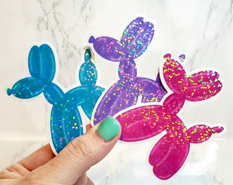 Glitter Balloon Dog Sticker, Holographic Glitter Balloon Dog Sticker, Balloon Animal Sticker, Glitter Stickers, Dog Stickers, Pastel Sticker