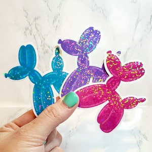 Glitter Balloon Dog Sticker, Holographic Glitter Balloon Dog Sticker, Balloon Animal Sticker, Glitter Stickers, Dog Stickers, Pastel Sticker