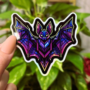 Holographic Neon Bat Sticker, Bat Sticker, Goth Sticker, Halloween, Water Bottle Sticker, Laptop Sticker, Phone Sticker, Decal, Creepy, Holo
