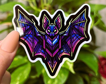 Holographic Neon Bat Sticker, Bat Sticker, Goth Sticker, Halloween, Water Bottle Sticker, Laptop Sticker, Phone Sticker, Decal, Creepy, Holo