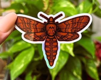 Holographic Red Death Head Moth Sticker, Dead Head Moth Sticker, Skull Moth Sticker, Water Bottle Sticker, Laptop Sticker, Moth, Bug, Insect