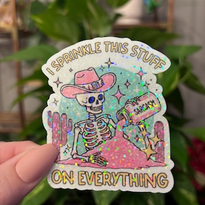 Glitter I Sprinkle Sarcasm on Everything Sticker, Sarcasm, Funny Sticker, Skeleton Sticker, Skull Sticker, Sarcastic, Water Bottle Sticker Bild 3