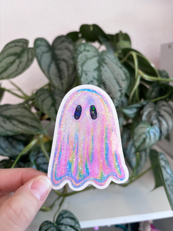 Glitter Sparkly Ghost Sticker, Ghosts, Pastel Sticker, Holographic Sticker, Halloween Sticker, Water Bottle Sticker, Laptop Sticker, Gifts