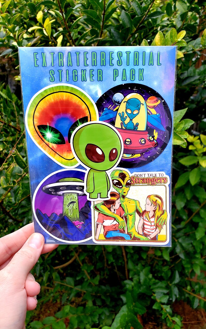 5 Piece Alien Sticker Pack, Alien Sticker, Aliens, Sticker Bundle ...