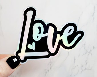 Holographic Love Sticker, Love Sticker, Heart Sticker, Valentine's Day Sticker, Valentine Sticker, Stickers, Holo Sticker, Computer Sticker