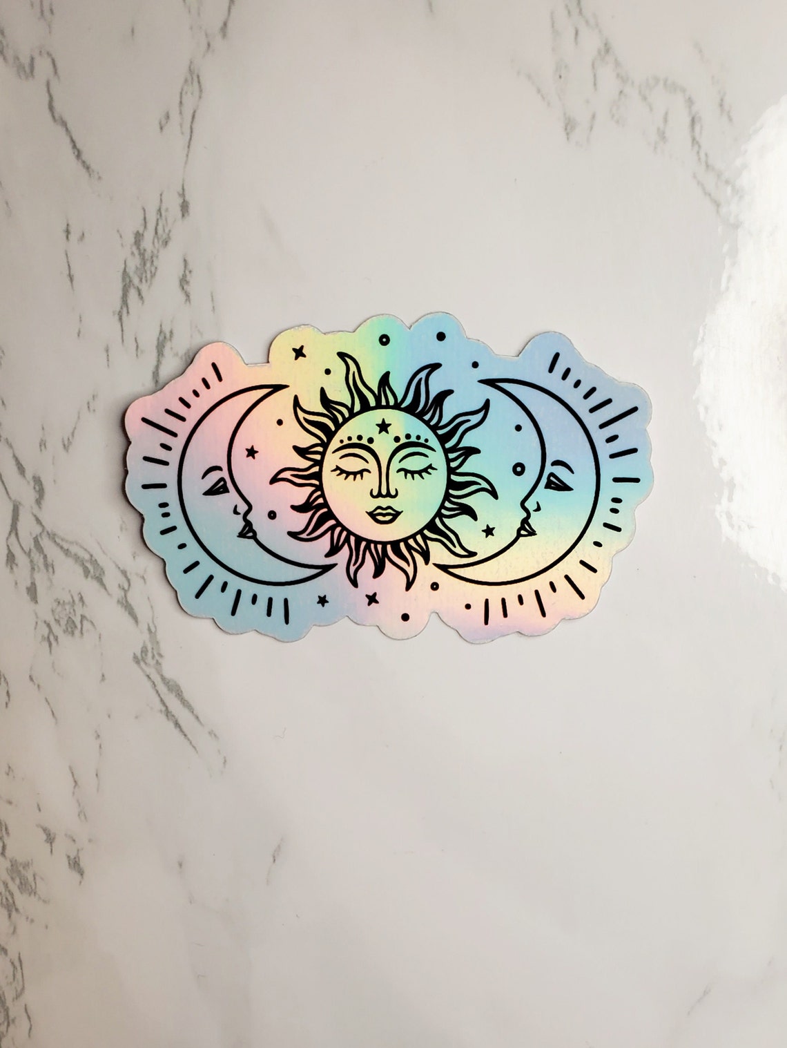The Sun Sticker Holographic Sun and Moon Sticker, Sun Sticker, Moon Sticker, Sun, Moon ...
