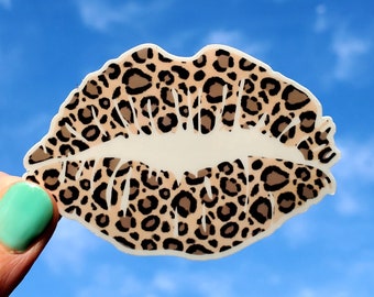 Leopard Kiss Sticker, Leopard Sticker, Kiss Sticker, Sticker, Leopard, Vinyl Sticker