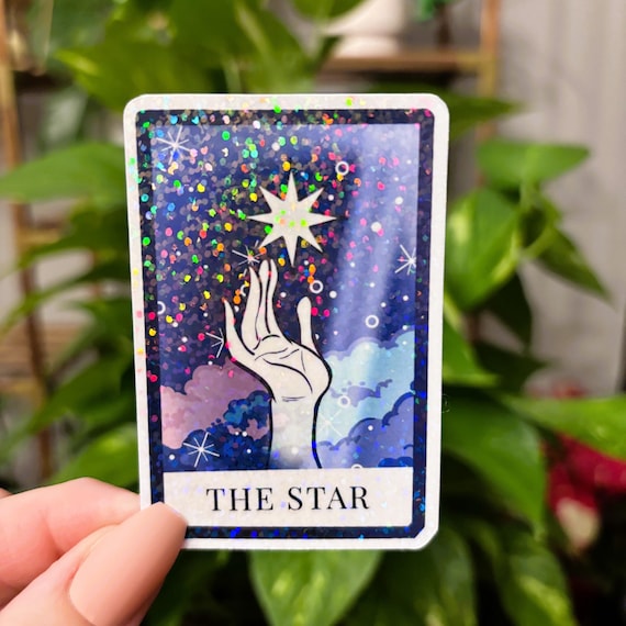 Glitter The Star Tarot Card Sticker, Tarot Sticker, Magic Sticker, Star Sticker, Witchy Sticker, Water Bottle Sticker, Laptop Sticker, Holo