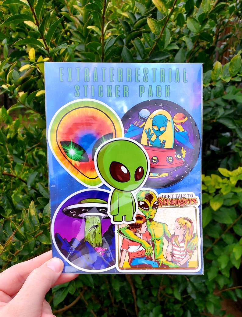 5 Piece Alien Sticker Pack, Alien Sticker, Aliens, Sticker Bundle ...