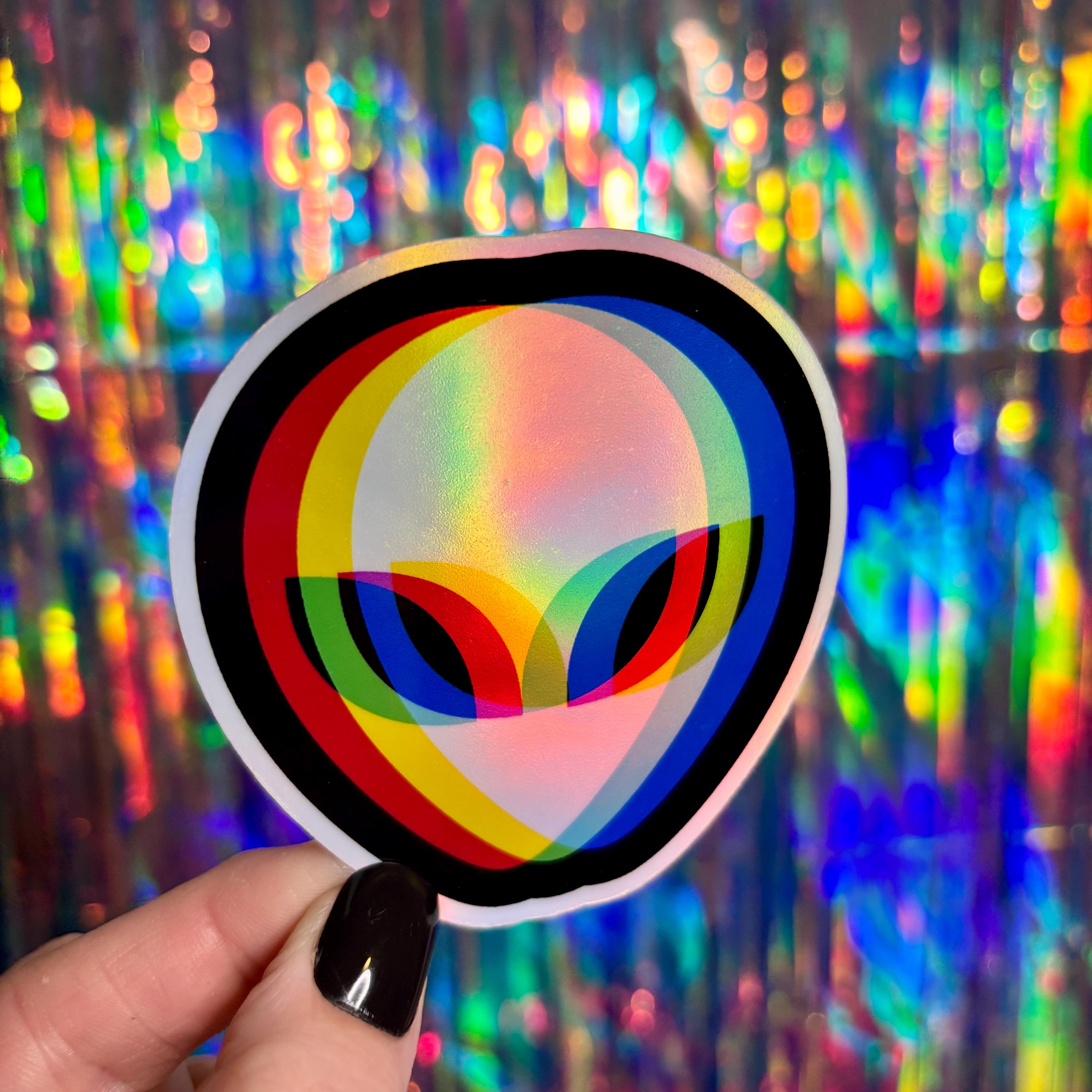 Holographic Trippy 3D Alien Sticker, Holo Extraterrestrial Space Alien ...