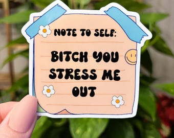 Note to Self You Stress Me Out Sticker, Funny Sticker, Mental Health Sticker, Stressed Out Sticker, Water Bottle Sticker, Laptop Sticker