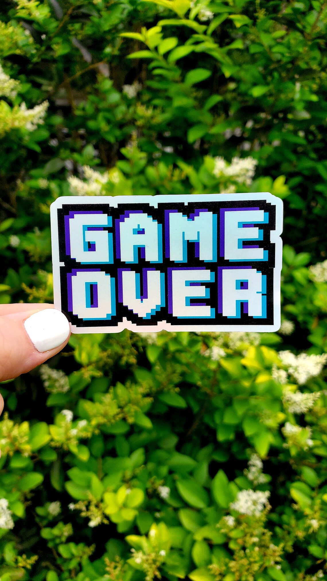 Holographic Game Over Sticker Game Over Sticker Video Game Etsy