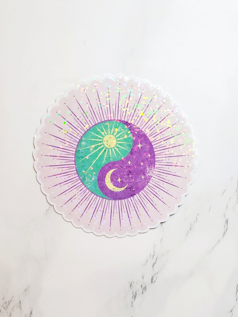 Glitter Sun and Moon Yin Yang Sticker, Sun Sticker, Moon Sticker, Yin ...
