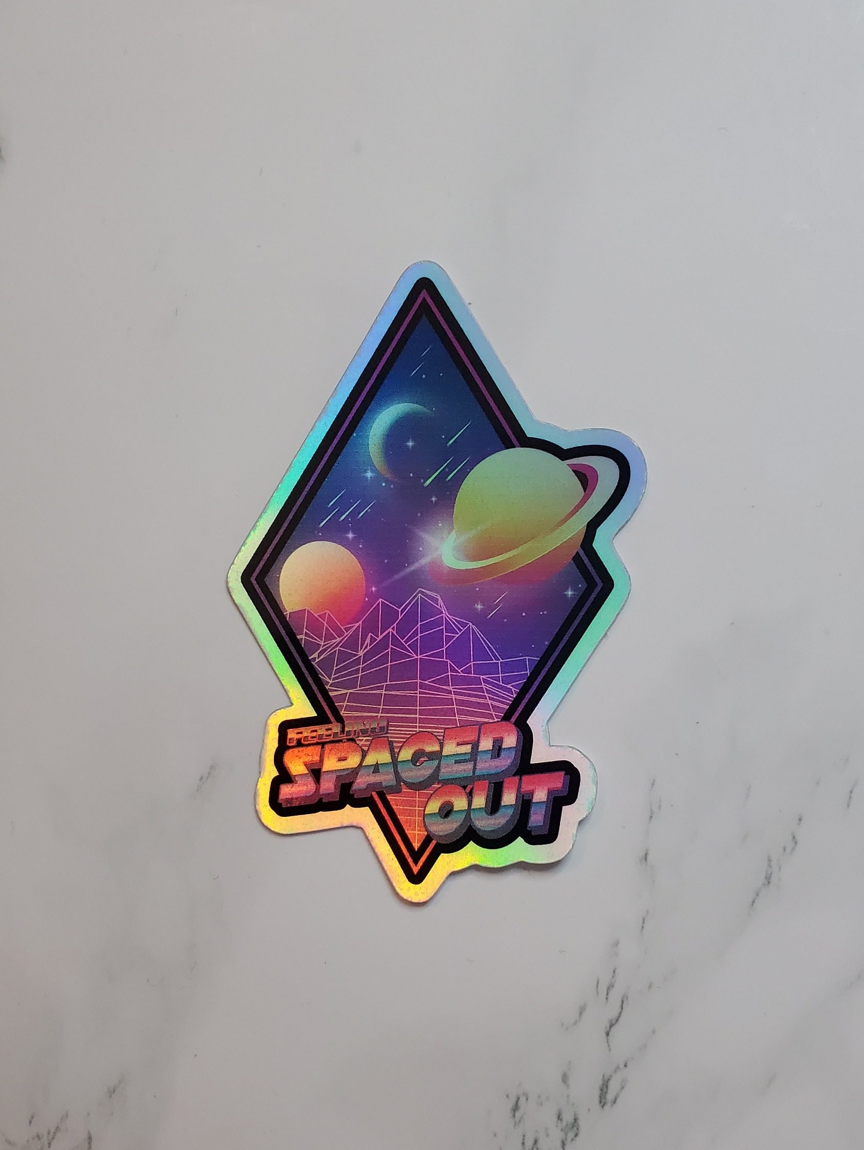 Holographic Spaced Out Sticker, Space Sticker, Neon Sticker, Retro ...