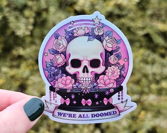 Holographic Crystal Ball Skull Sticker, Magic Sticker, Stickers, Skull Sticker, Goth Sticker, Witch Sticker, Water Bottle Sticker, Decals