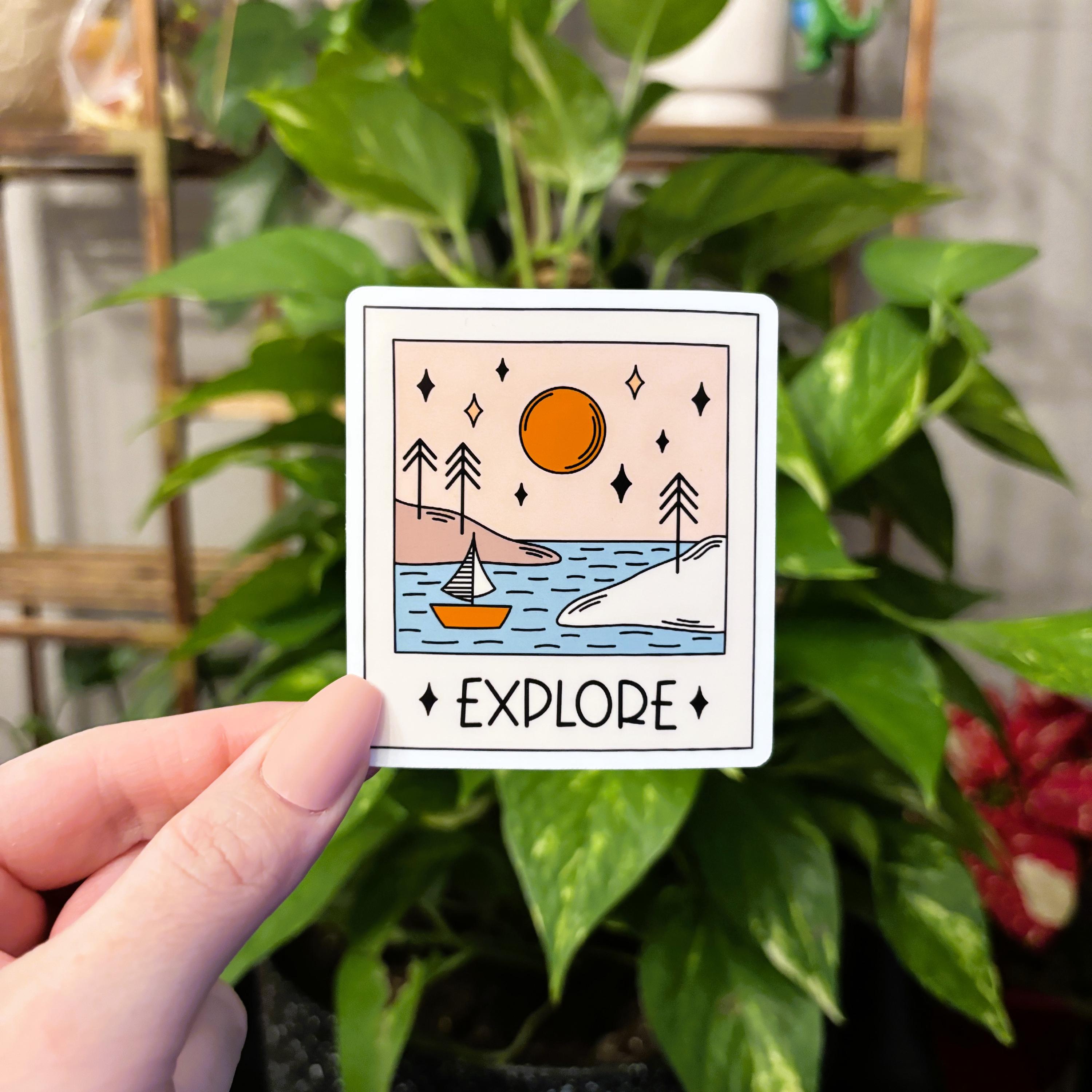 Sticker Exploring Explore Sticker, Nature Sticker, Hiking Sticker, Outdoors, Camping ...