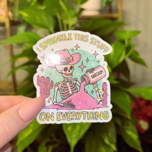 Glitter I Sprinkle Sarcasm on Everything Sticker, Sarcasm, Funny Sticker, Skeleton Sticker, Skull Sticker, Sarcastic, Water Bottle Sticker Bild 5