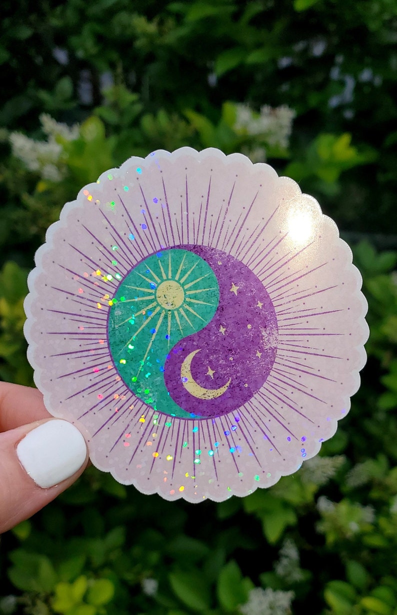 Glitter Sun and Moon Yin Yang Sticker, Sun Sticker, Moon Sticker, Yin ...