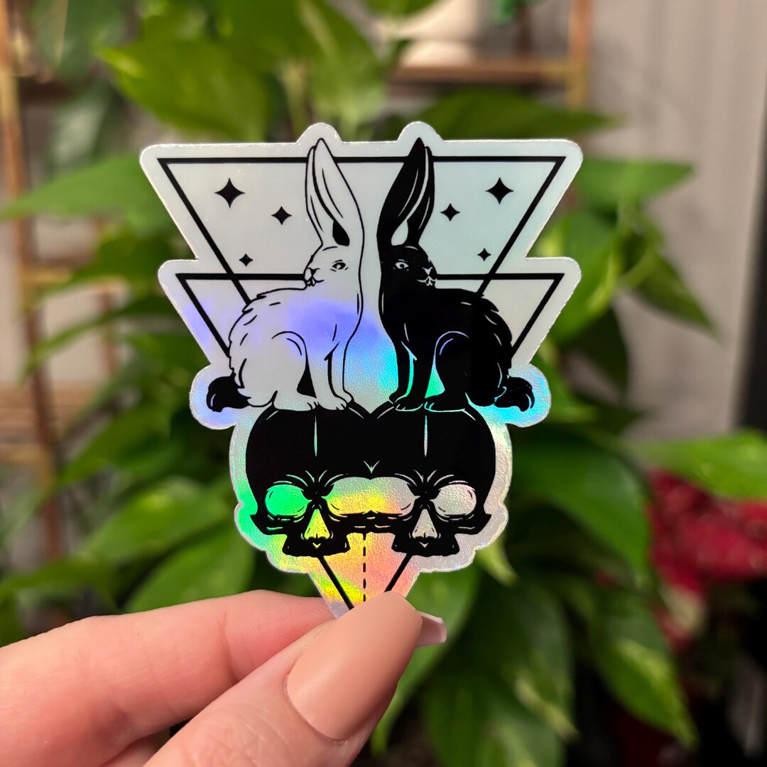 Holographic Twin Rabbit Sticker, Bunny Sticker, Magic Sticker, Witch ...
