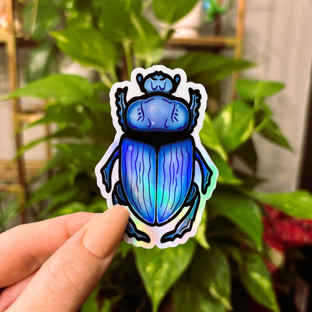 Holographic Blue Beetle Sticker, Bug Sticker, Insect Sticker, Beetle ...