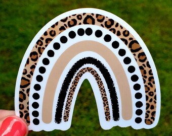 Leopard Rainbow Sticker, Leopard Sticker, Boho Sticker, Rainbow Sticker, Stickers, Leopard, Vinyl Sticker