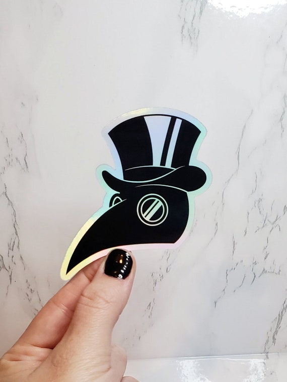Holographic Plague Doctor Sticker, Plague Doctor Sticker, Death Sticker, Goth Sticker, Covid Sticker, Black Sticker, Stickers