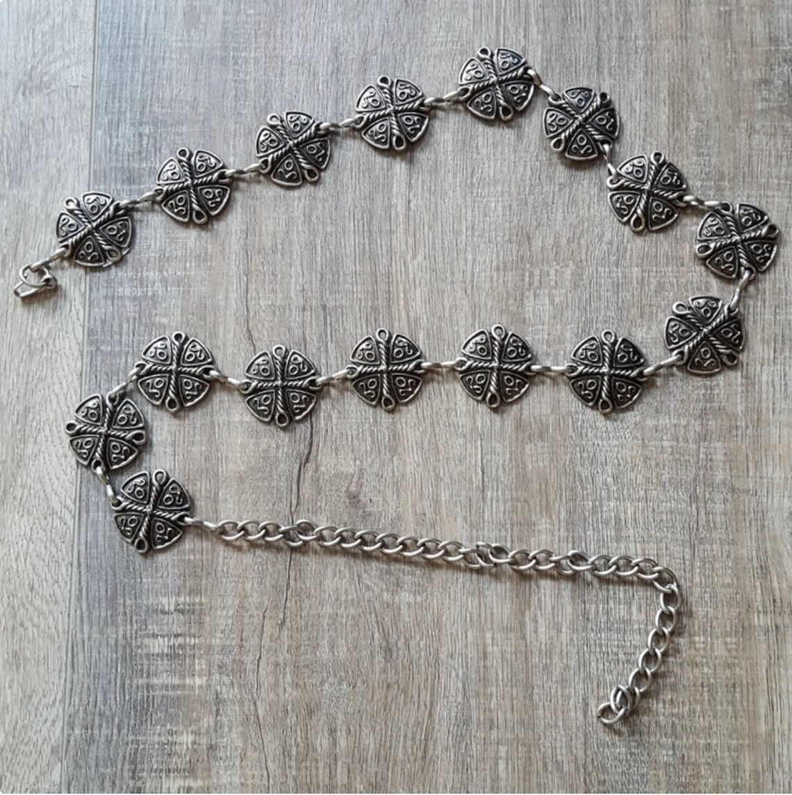 Vintage silver Western chain belt Etsy