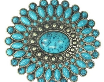 Oval Turquoise Stone Belt Buckle