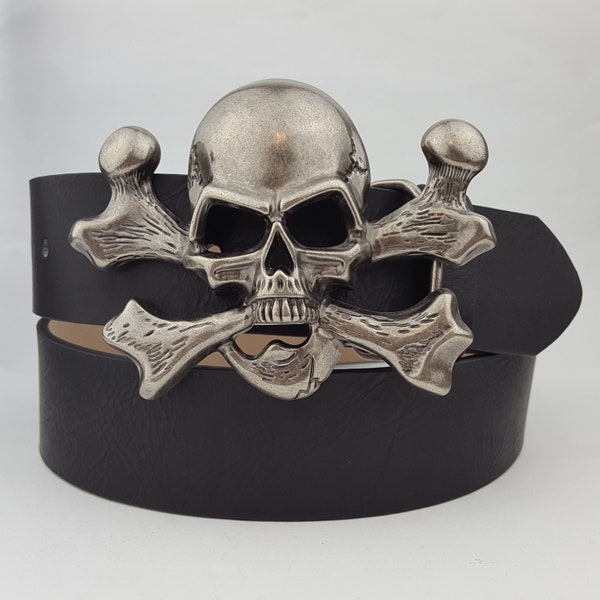 Dark Silver Skull & Cross bone Belt