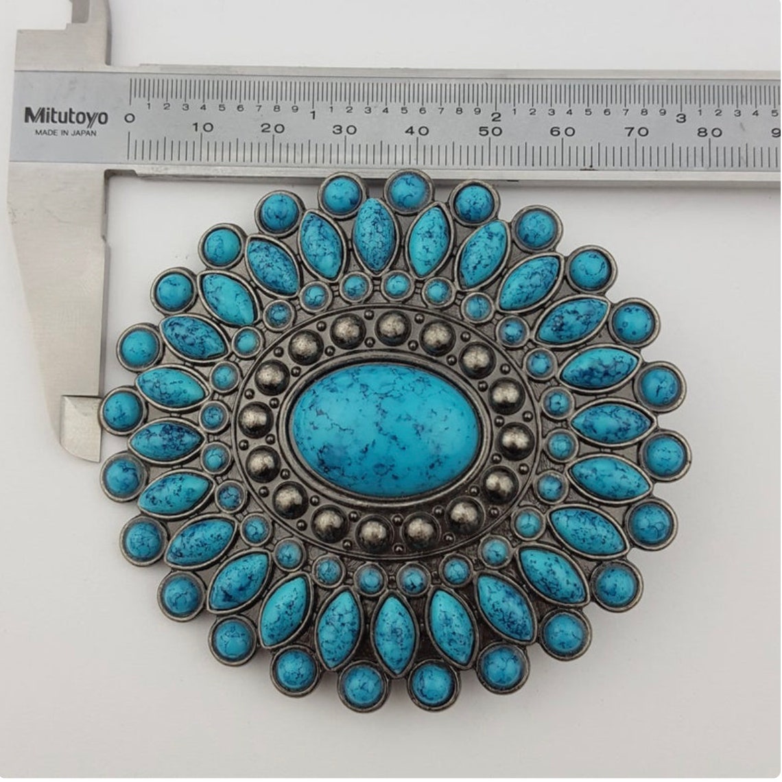 Silver and Turquoise Single Stone Belt Buckle main image 1