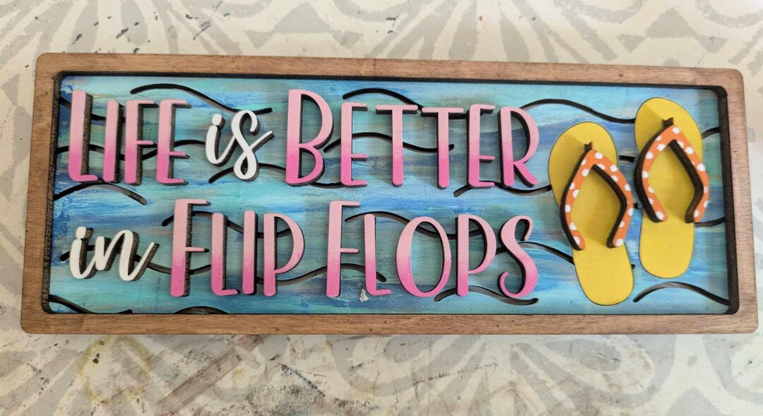 3D Framed Life is Better in Flip Flops Sign | 3D Decor | Seasonal Decor ...