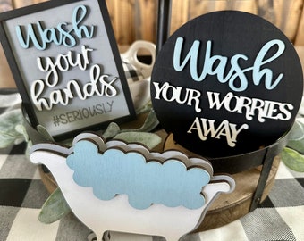 Relax and Unwind Tiered Tray / Bathroom decor / Tiered tray decor