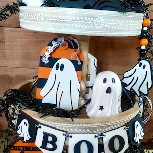 Boo Ghost tier tray/ Fall decor / Tiered tray decor / Halloween