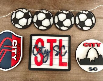 STL Soccer Tray / Soccer decor / Tiered tray  Decor / St Louis