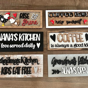 Kitchen and Coffee Interchangeable Rectangle INSERT piece ONLY | Interchangeable | Seasonal