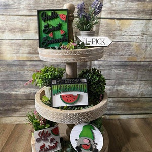 Watermelon Tiered Tray / Summer Decor / Tiered tray decor / Watermelon
