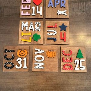 Holiday Date Interchangeable Square INSERT piece ONLY | Interchangeable | Seasonal