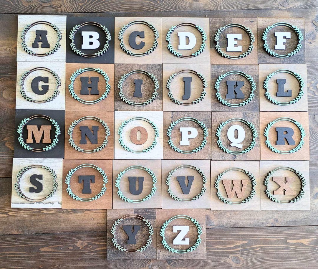 Letter Inset Design Personalized Letter Wreath Square INSERT Piece ONLY | Everyday ...