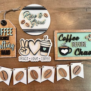 Coffee before Chaos Tiered Tray / Coffee Decor / Tiered tray decor
