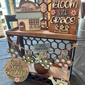 Flower Shop Tiered Tray / Spring Decor / Tiered tray decor